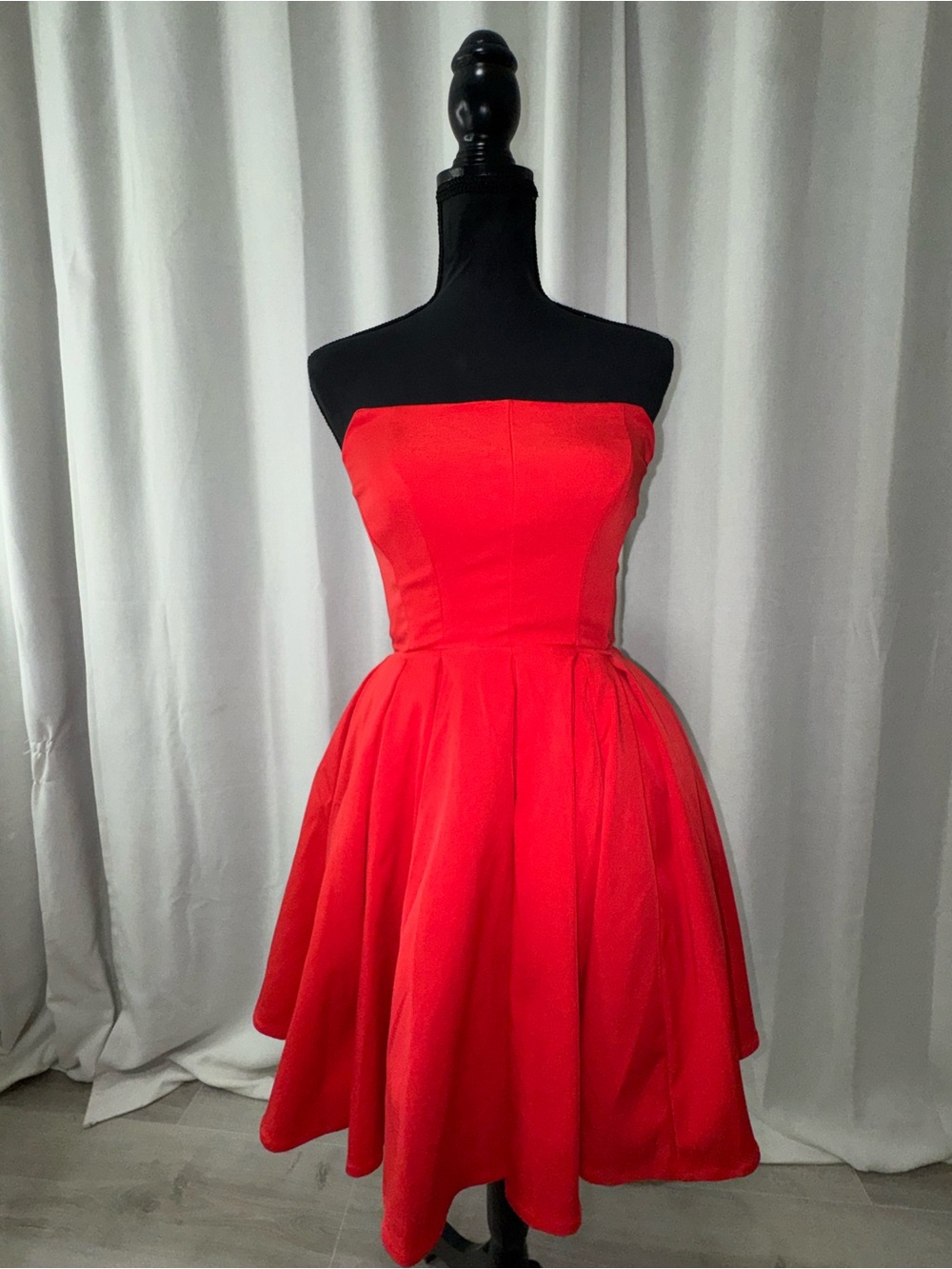 House of CB Strapless Red Fit-and-Flare Party Dress